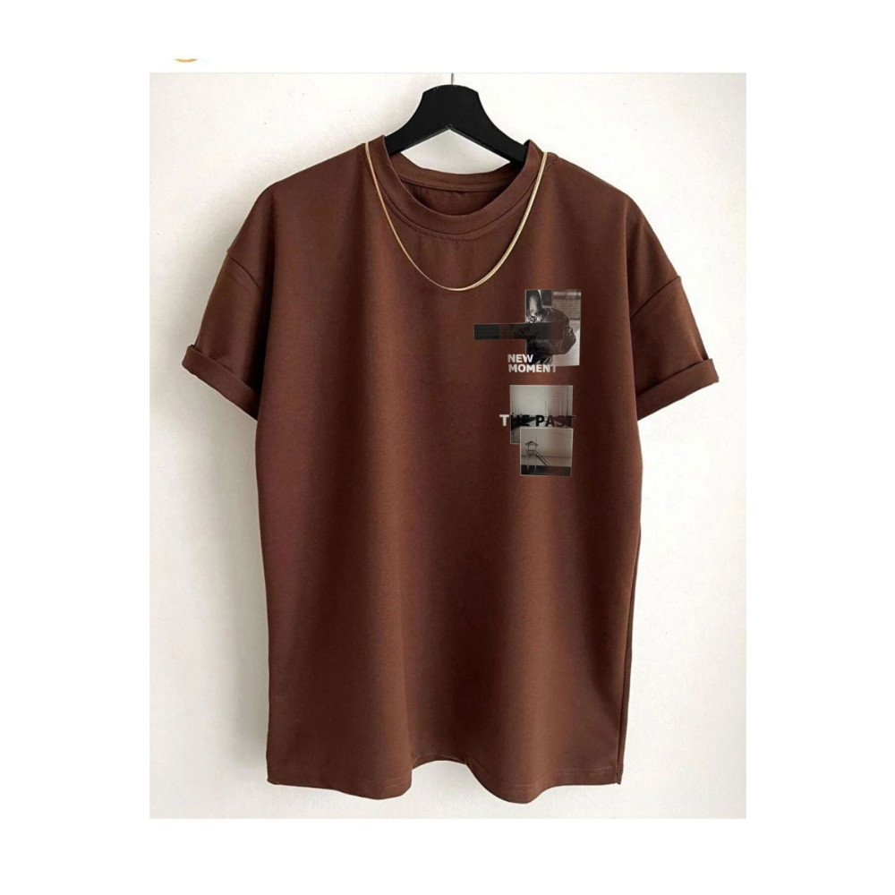 Altamira Unisex Kahverengi New Moment Baskılı Oversize T-shirt L Beden Bayan T-shirt Fiyatı