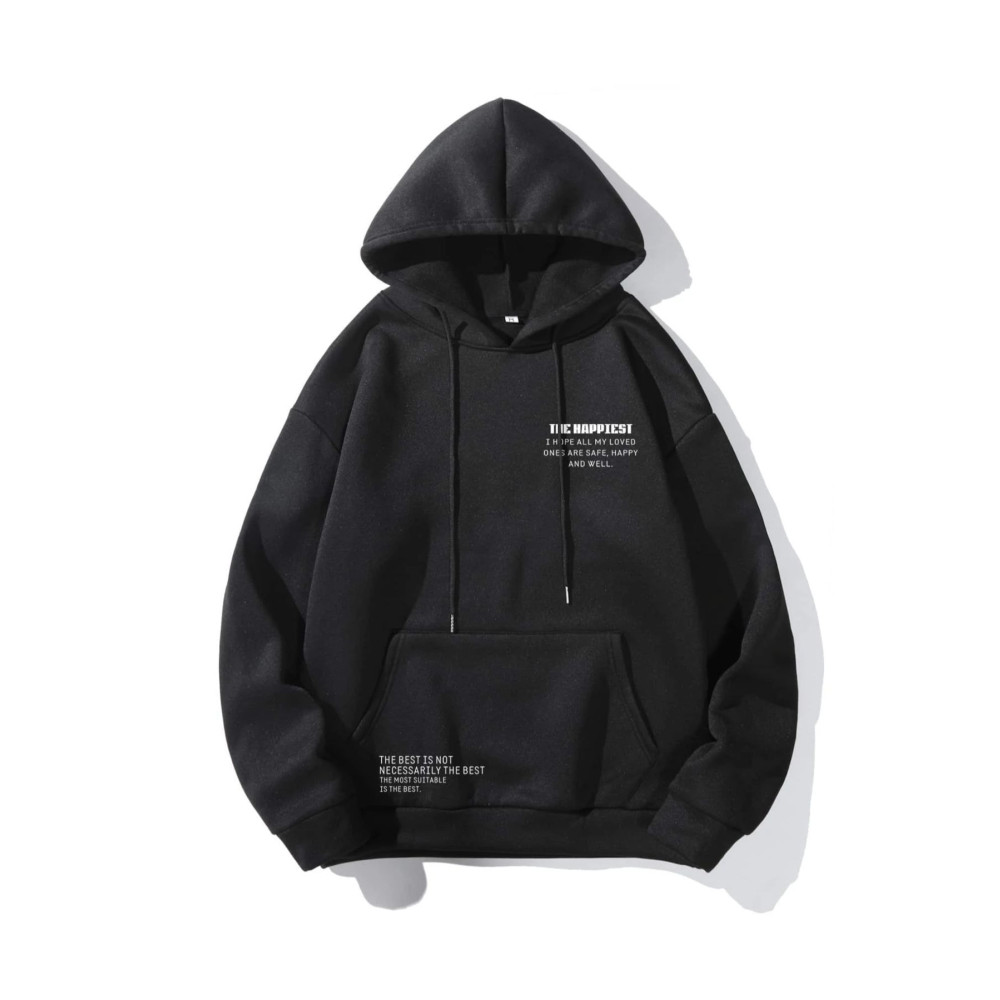 Altamira Unisex Siyah Happiest Baskılı Oversize Kapşonlu Sweatshirt L Beden Bayan Sweatshirt Fiyatı