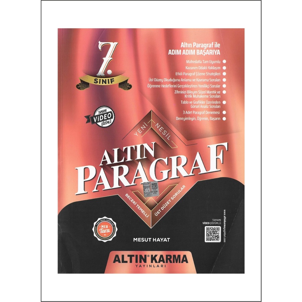 Altın Karma Yayınları 7. Sınıf Paragraf Soru Bankası Hedef: Başarı İçin Etkili Stratejiler Diğer Fiyatı