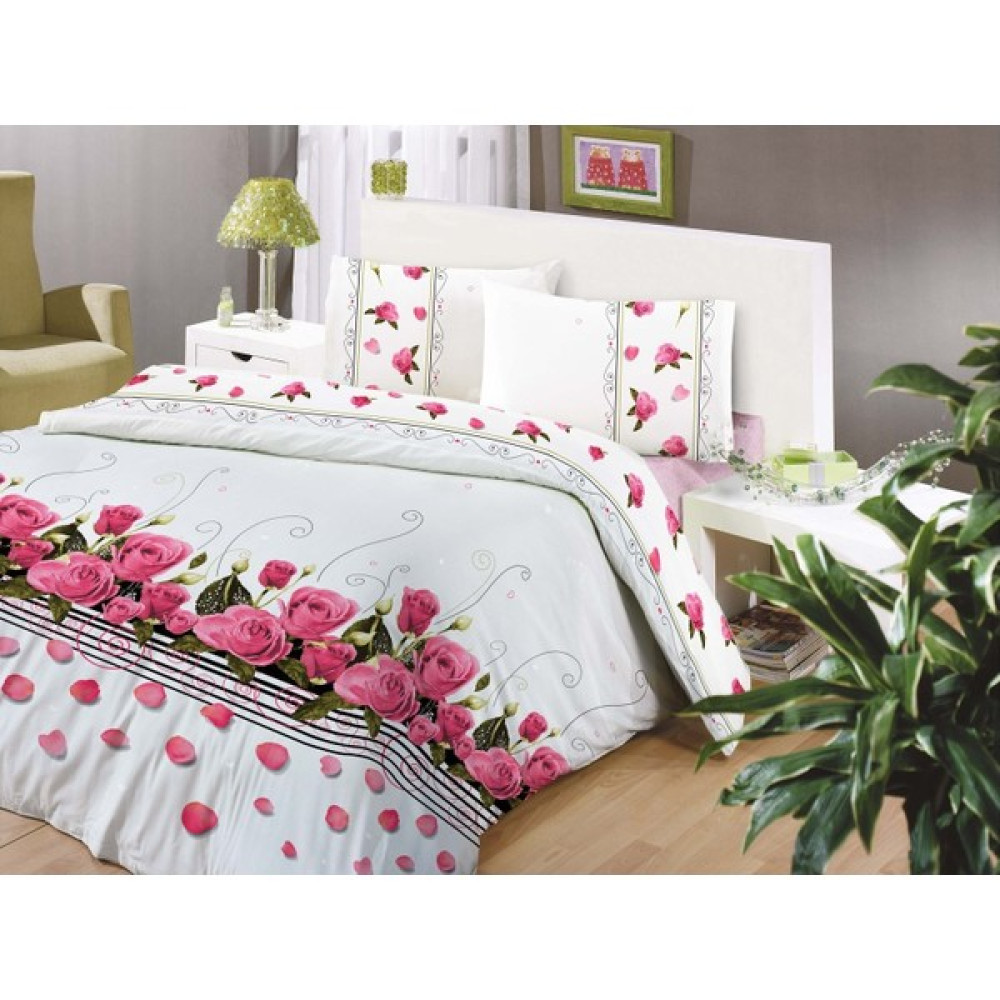 Altınbaşak Creaforce Çift Kişilik Nevresim Takımı Güldeste - 200 x 220 cm - Beyaz - Pembe Nevresim Takımı Fiyatı