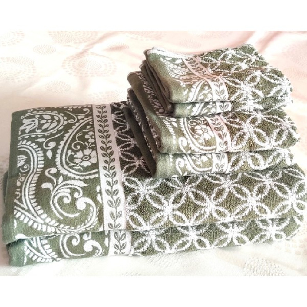Altınbaşak Hediyelik, Çeyizlik , Ihraç Fazlası Özel Üretim Bukle Cotton Banyo-Mutfak Havlu Seti (6'lı Set) - Yeşil - 70 x 140 cm Banyo Havlusu Fiyatı