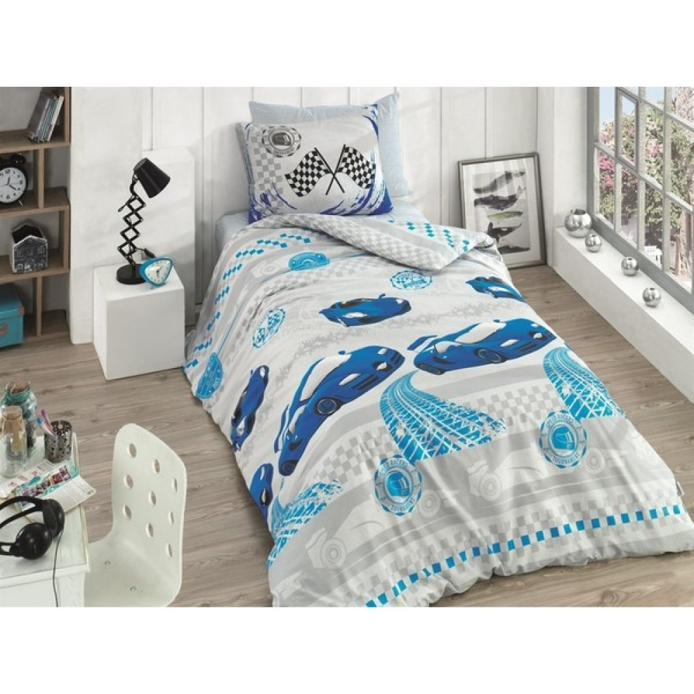 Altınbaşak Tek Kişilik Erkek Nevresim Takımı Racer Mavi (Arabalı) - 160 x 220 cm Nevresim Takımı Fiyatı