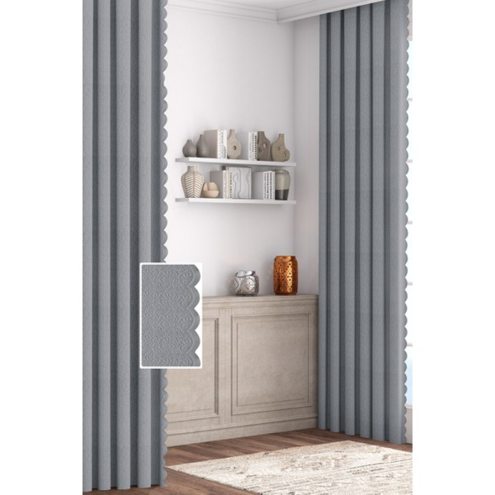 Altındaş Tekstil Modern Jakar Tül Fon Perde (Pileli) Tek Kanat Gri Tlf-04 - 80 x 270 cm Fon Perde Fiyatı