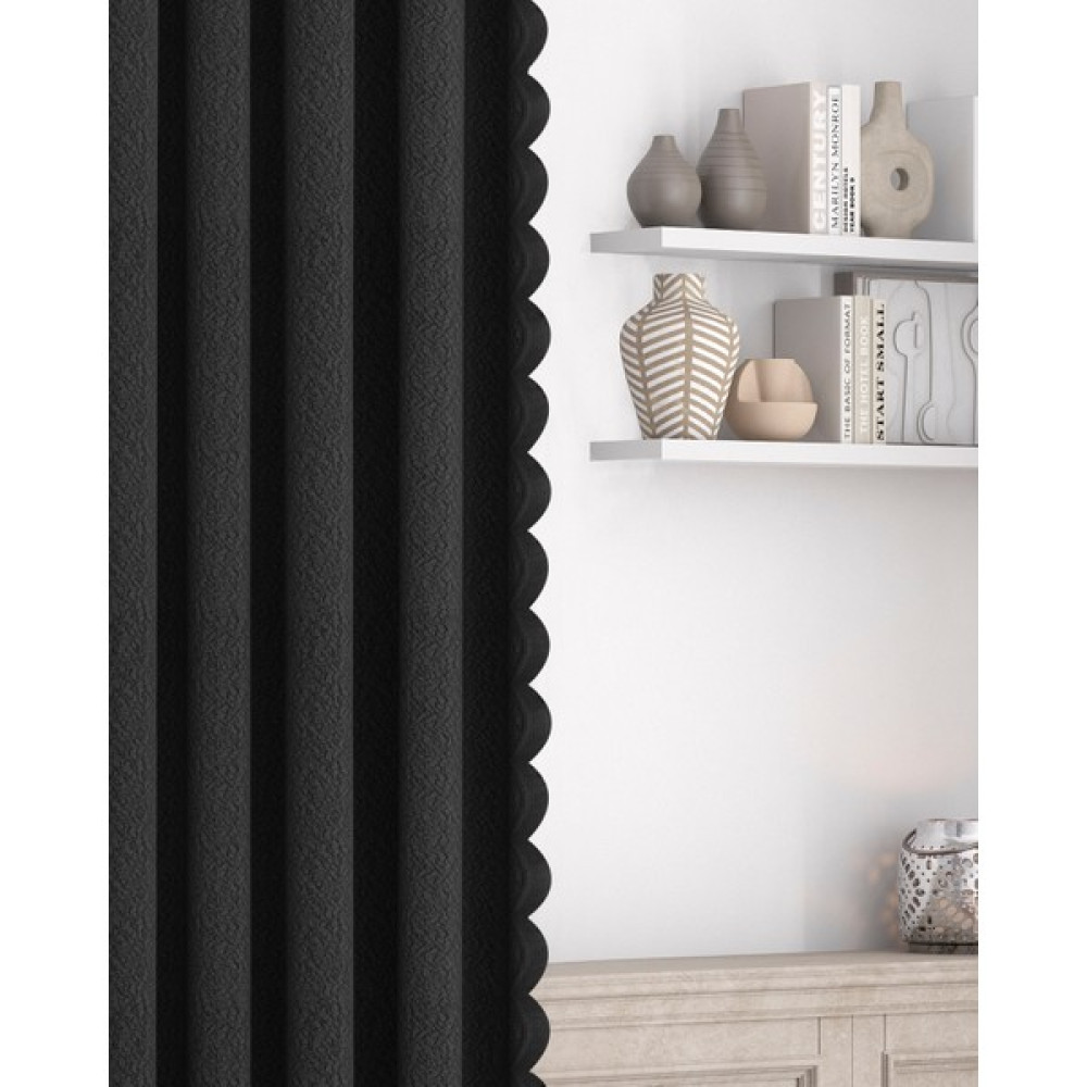 Altındaş Tekstil Modern Jakar Tül Fon Perde (Pileli) Tek Kanat Siyah Tlf-01 - 80 x 260 cm Fon Perde Fiyatı