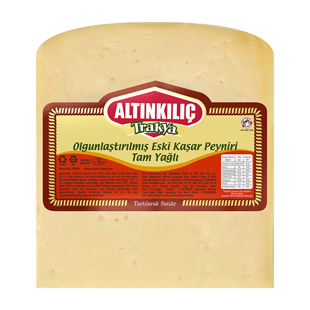 Altınkılıç Trakya Eski Kaşar Peyniri Kg Peynir Fiyatı