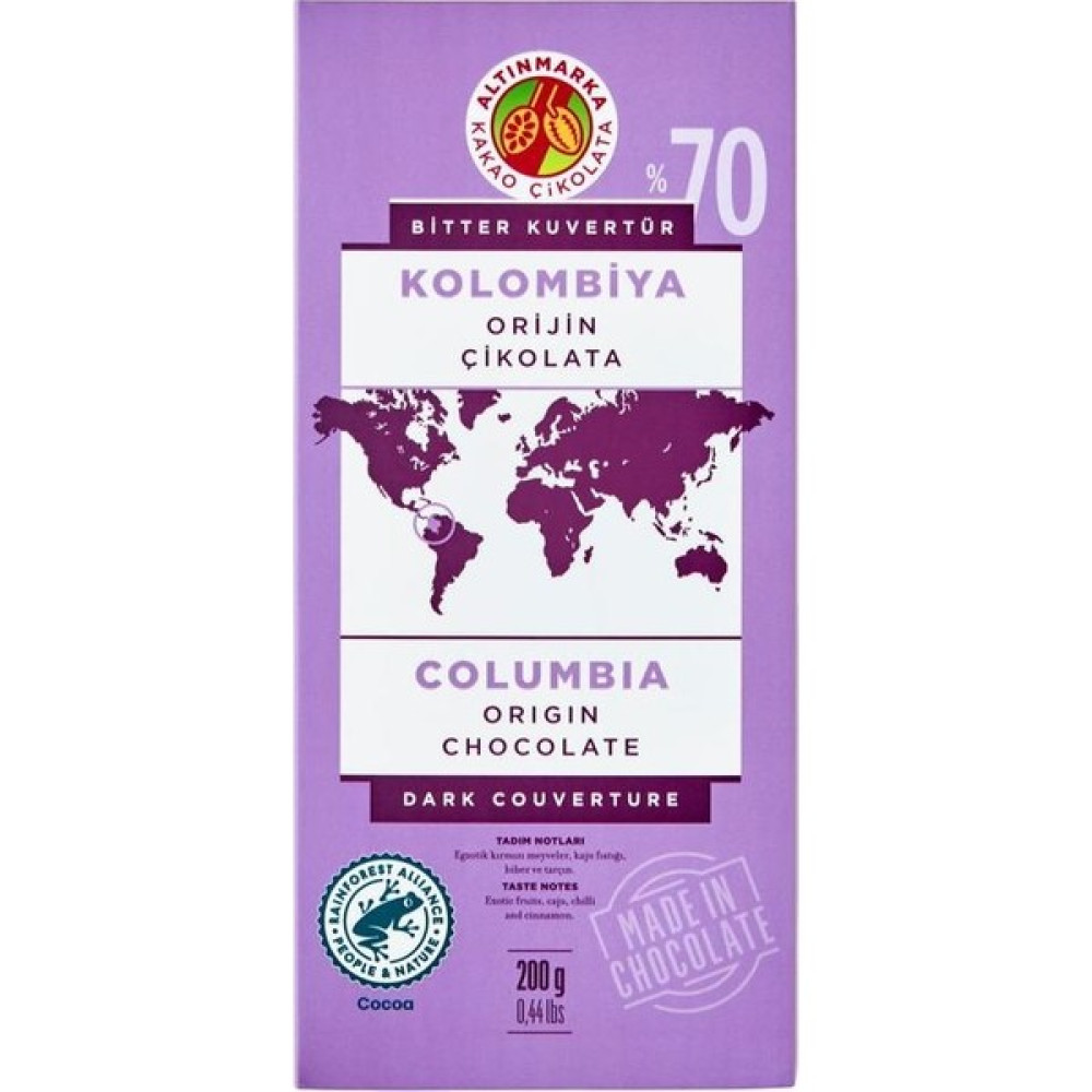 Altınmarka Kolombiya Bitter Orijin Kuvertür Çikolata 200GR - 200 gr Diğer Fiyatı