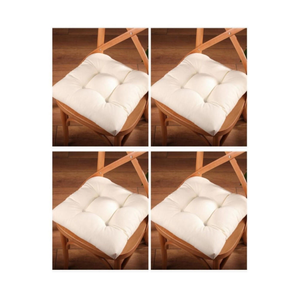ALTINPAMUK 4lü Lüx Pofidik Krem Sandalye Minderi Özel Dikişli Bağcıklı 40x40cm Koltuk & Kanepe Örtüsü Fiyatı