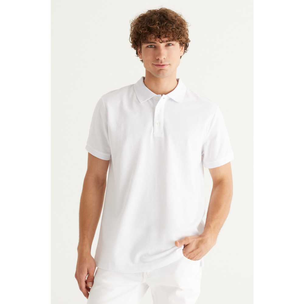 ALTINYILDIZ CLASSICS Erkek Beyaz %100 Pamuk Kıvrılmaz Yaka Slim Fit Dar Kesim Polo Yaka Kısa Kollu Tişört XXL Beden Erkek T-shirt Fiyatı