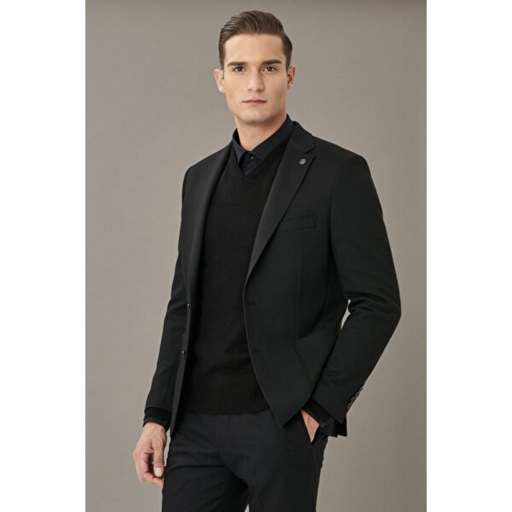 ALTINYILDIZ CLASSICS Erkek Siyah Slim Fit Dar Kesim Mono Yaka Casual Ceket Erkek Ceket Fiyatı