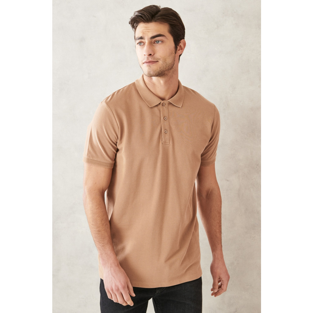 ALTINYILDIZ CLASSICS Erkek Vizon %100 Pamuk Kıvrılmaz Yaka Slim Fit Dar Kesim Polo Yaka Kısa Kollu Tişört XXL Beden Erkek T-shirt Fiyatı