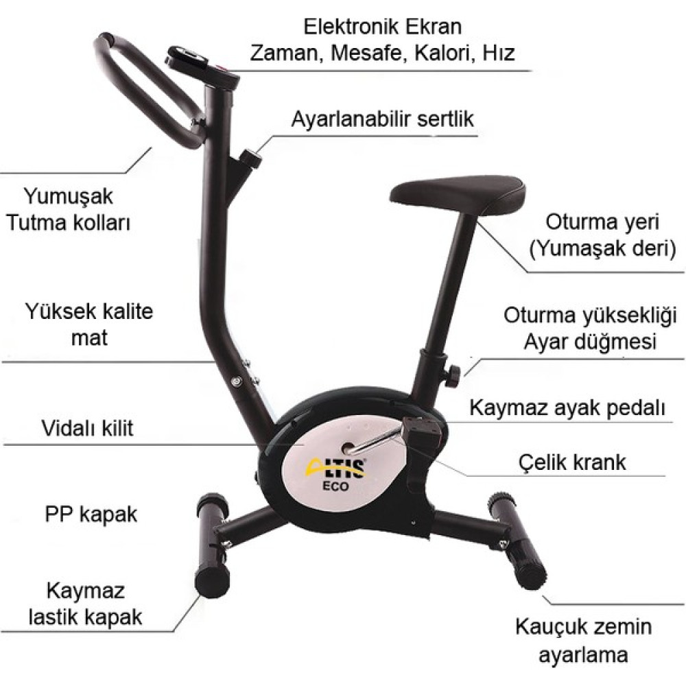 Altis Eco Plus Dikey Bisiklet Siyah Kondisyon Bisikletleri Fiyatı