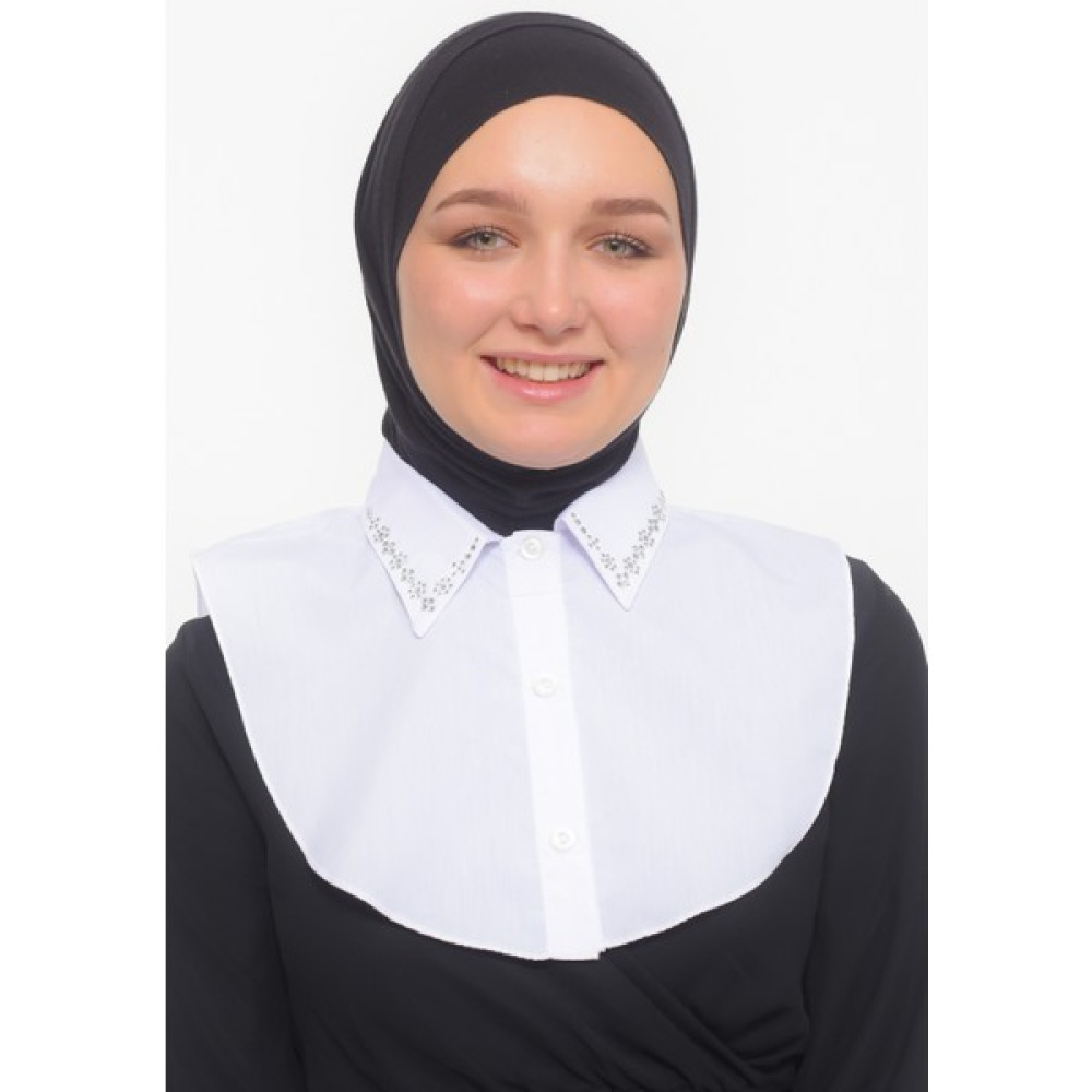 Altobeh Kadın Yakası Çiçek Taşlı Gömlek Hazır Tesettür Iç Boyunluk Yakalık - Beyaz Kadın Gömlek Fiyatı