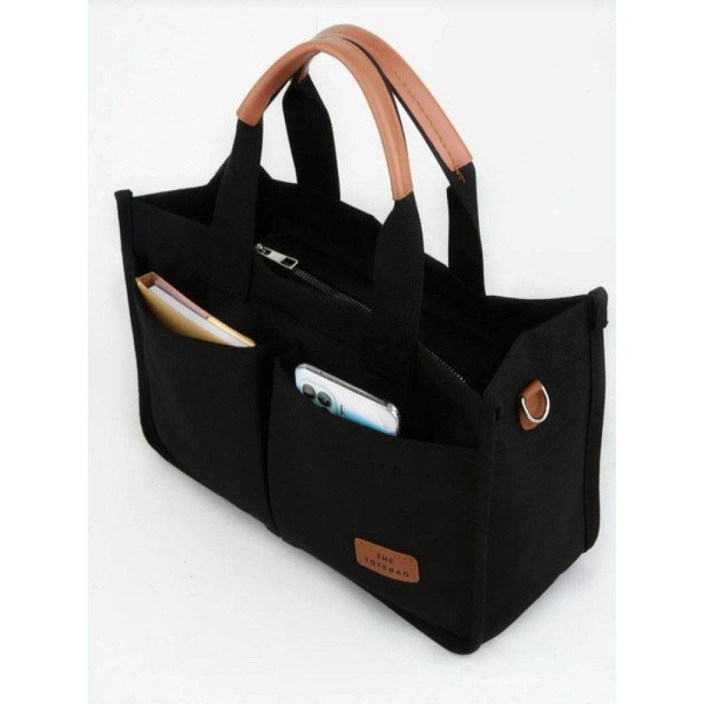 Altunay Siyah Kanvas Cepli Tote Bag Omuz Çantası Bayan Çanta ve Cüzdan Fiyatı