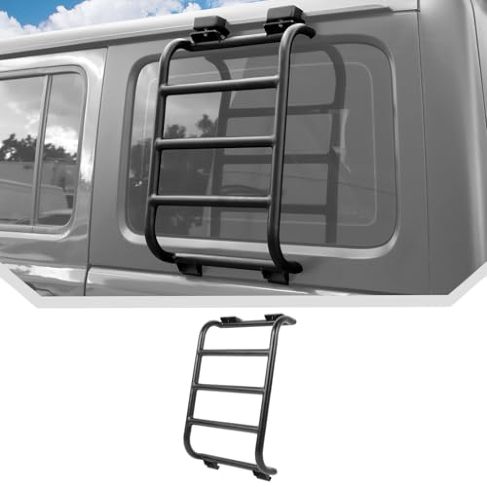 Aluminium Alloy Rear Window Ladder for 2018-2023 2024 Jeep Wrangler JL JLU 2 Door / 4 Door Luggage Ladder Rack