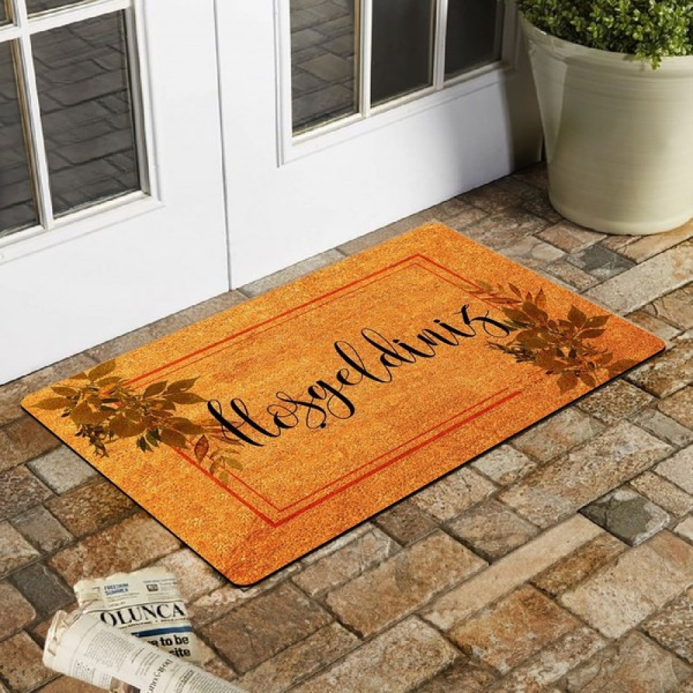 Alveta Sarmaşık Desenli Hoşgeldiniz Yazılı Iç ve Dış Kapı Önü Paspası 45X70 cm - 40 x 75 cm - Kahve - Krem Paspas Fiyatı