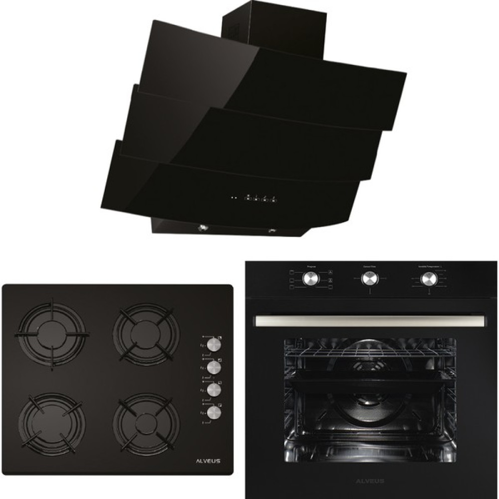 Alveus Century Siyah 3'lü Ankastre Set MODW-GLS640-MFA614 Ankastre Setler Fiyatı