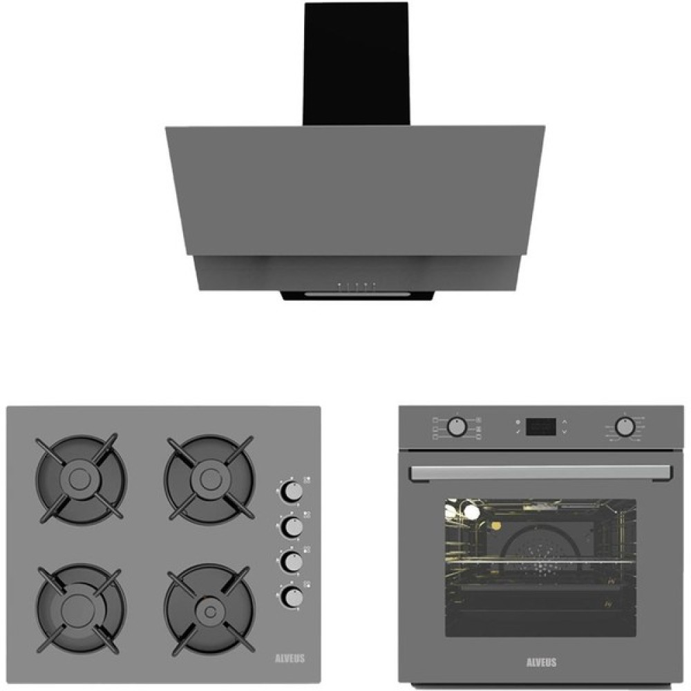 Alveus Gri Cam Dijital/dokunmatik 3'lü Ankastre Set (F17-GLS640-MFA627) Ankastre Setler Fiyatı