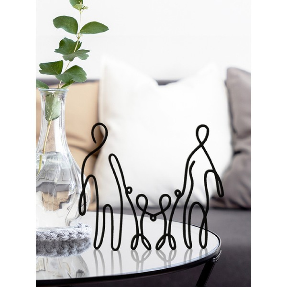 ALVİNA Aile Figürlü Anne - Baba - Iki Erkek Çocuk Line Art Dekor Biblo - Bioplastik Biblo Fiyatı