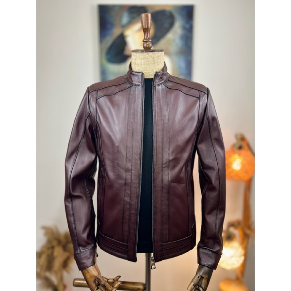 Always Leather Usta Işi Özel Dikim Deri Mont Bordo Renk Her Mevsime Uygun Erkek Mont Fiyatı