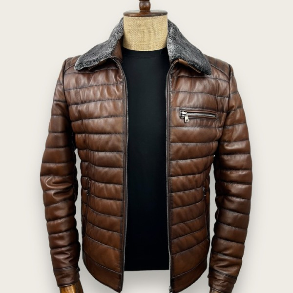 Always Leather Yakası Kürklü Usta Işi Özel Dikim Deri Erkek Mont Fiyatı
