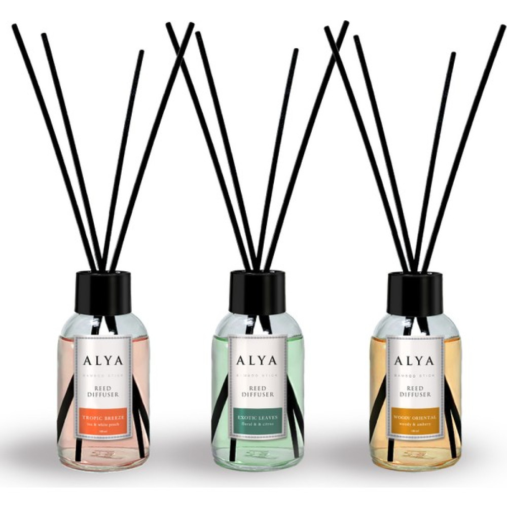 Alya Bambu Çubuklu Oda Kokusu Egzotic Leaves ve Woody Oriental ve Tropic Breeze 3 x 100 ml Oda Kokusu Fiyatı