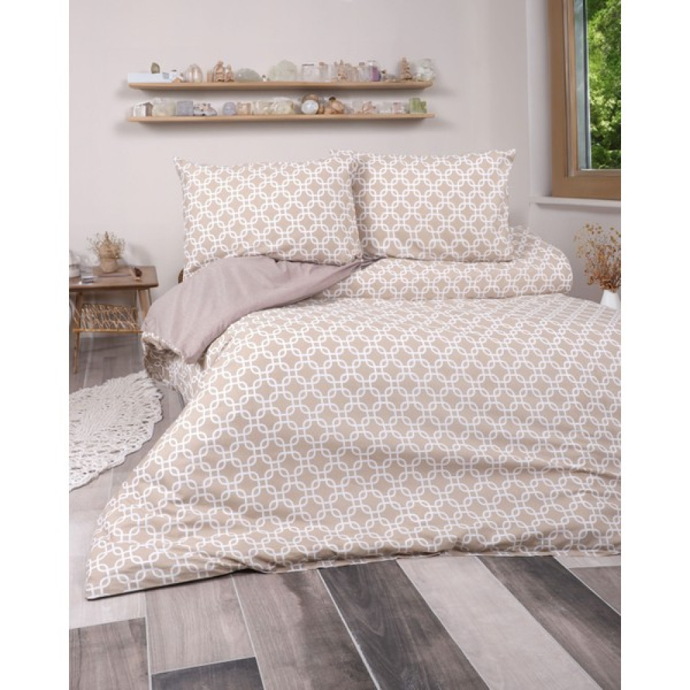 Alyamız Capucino Zincirli Çift Kişilik Çarşafı Lastikli Nevresim Takımı - Cappuccino - Krem - 200 x 220 cm Nevresim Takımı Fiyatı