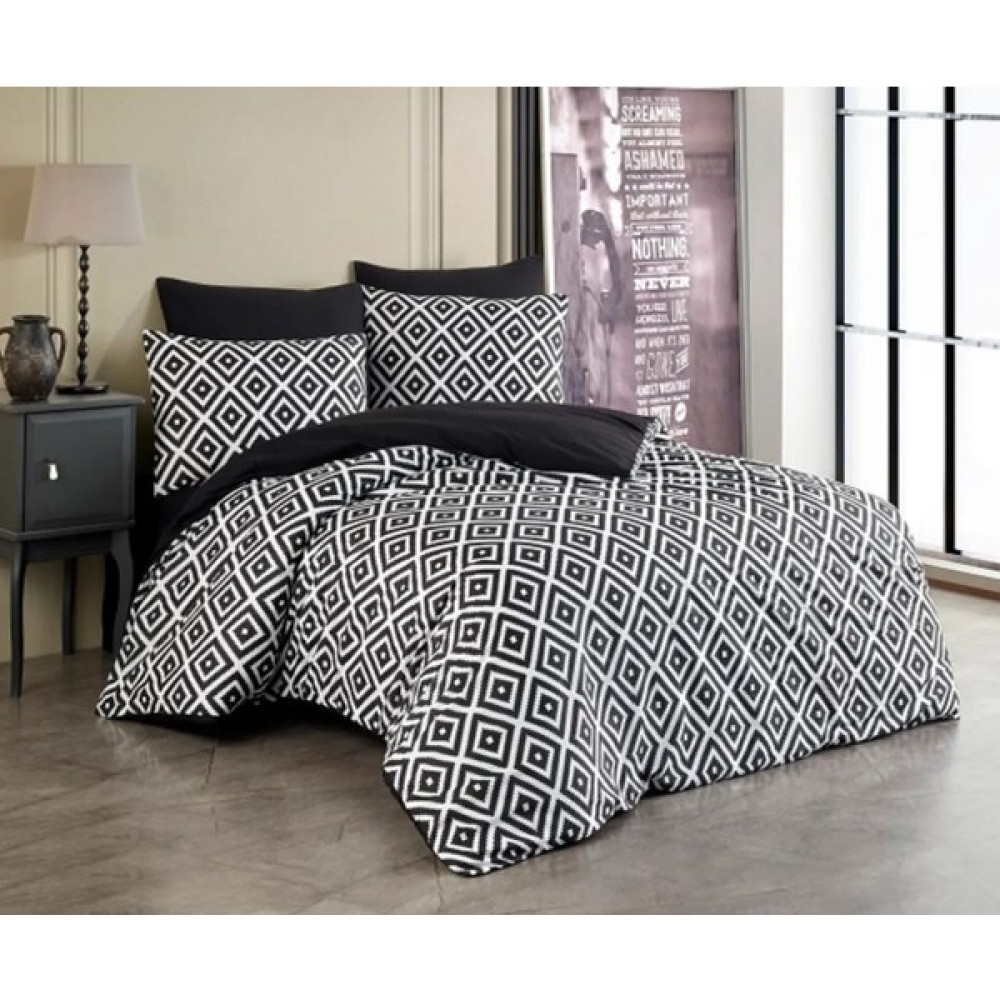 Alyamız Crazy Black Çift Kişilik Çarşafı Lastikli Nevresim Takımı - Beyaz - 200 x 220 cm Nevresim Takımı Fiyatı