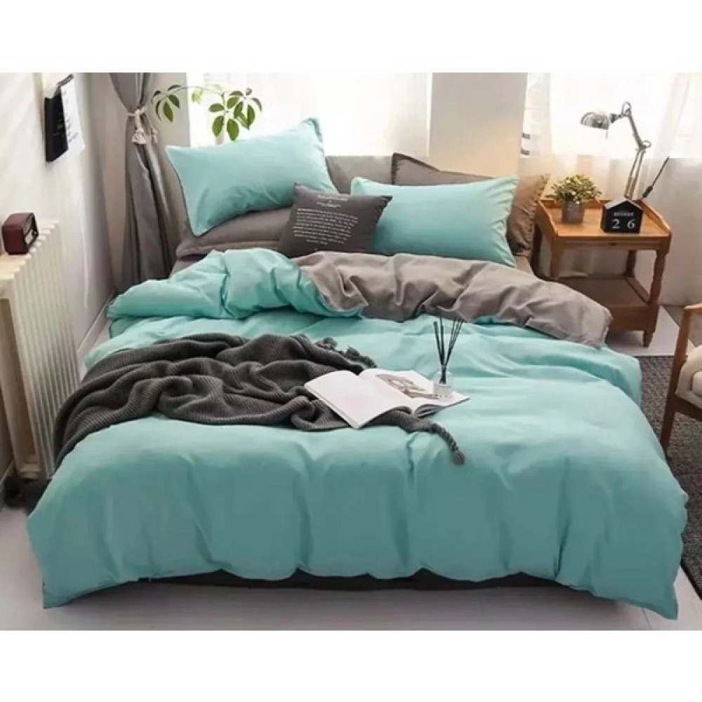 Alyamız Mint - Antrasit Çift Kişilik 4 Yastıklı Nevresim Takımı (Çarşafı Lastikli) - Gri - Mint - 200 x 220 cm Nevresim Takımı Fiyatı