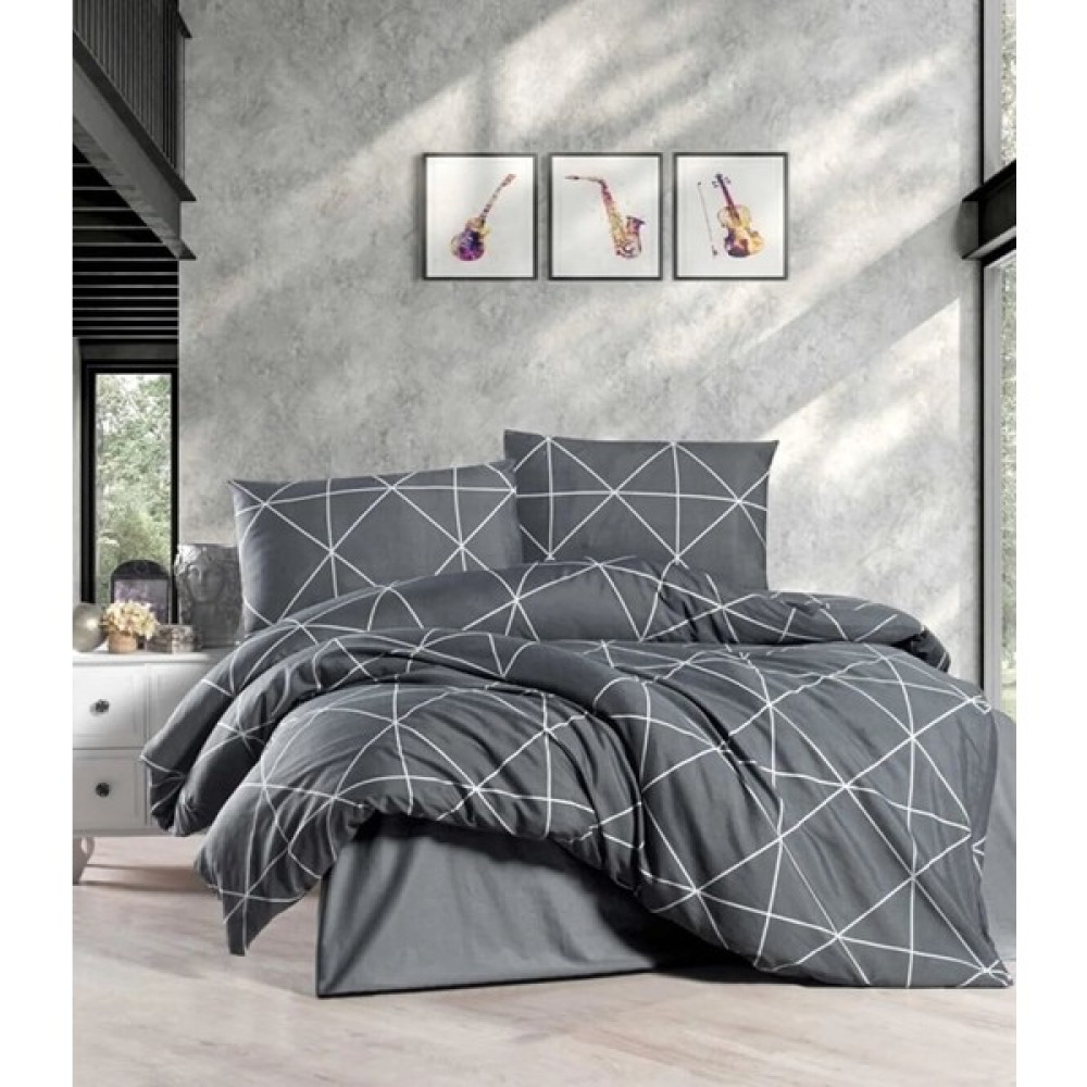 Alyamız Pandora Antrasit Çift Kişilik Nevresim Takımı (Çarşafı Lastikli) - Antrasit - Gri - 200 x 220 cm Nevresim Takımı Fiyatı