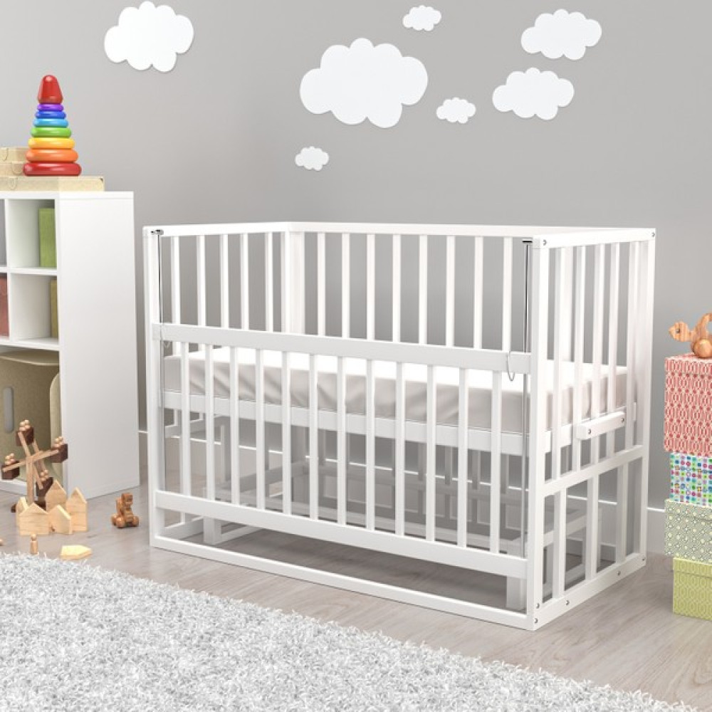 Alyans Sallanan Ahşap Park Beşik, Kademeli, Asansörlü 60 x 120 Beyaz Beşik Fiyatı