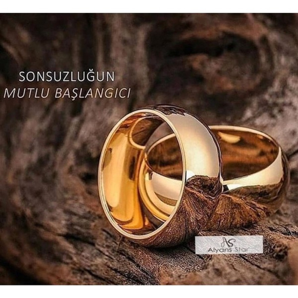 Alyans Star Aşk Alyans Modeli Gümüş Alyans - Sarı - 9 - 20 Altın Alyans Fiyatı