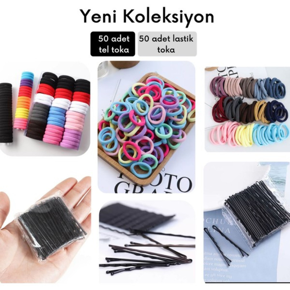 Alyeska Toka Seti 50 Adet Renkli Lastik 50 Adet Tel Toka Toka, Taç & Saç Bandı Fiyatı