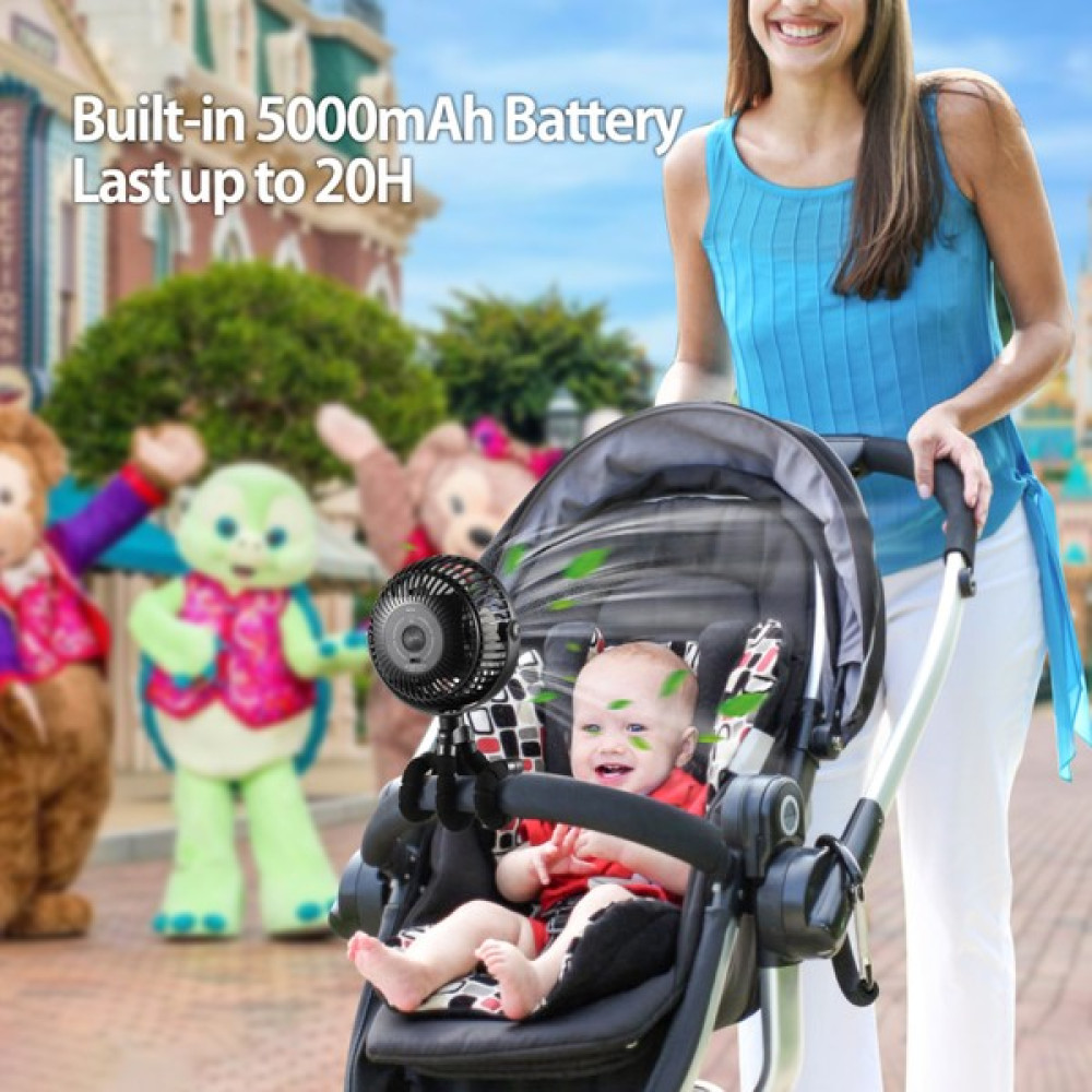 Amacool D37 5000 Mah Bebekler Için USB Şarjlı Ahtapot Fan (Bebek Arabaları, Oto Koltukları, Beşikler Vb Için Ideal) - Antrasit Bebek Arabası-Puset Aksesuarı Fiyatı
