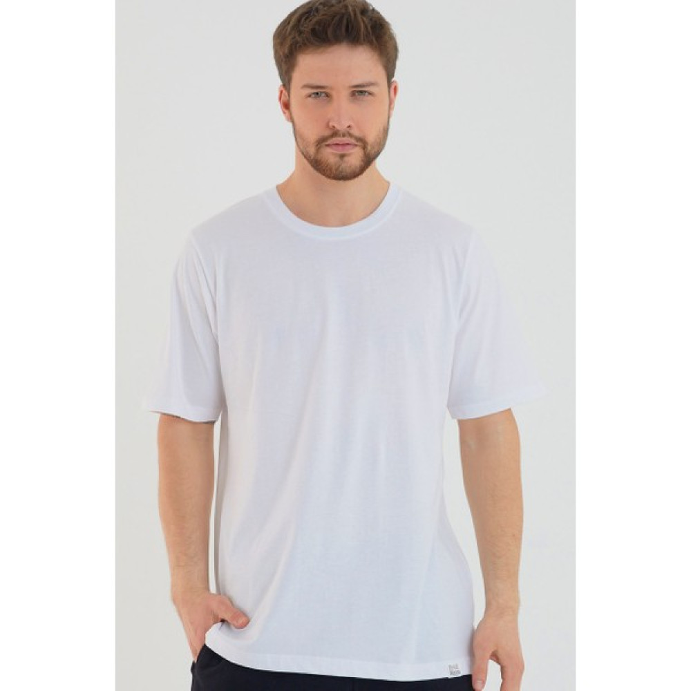 Amazing Crash Beyaz Basic Erkek Bisiklet Yaka Long Kalıp Kısa Kollu T-Shirt Erkek T-shirt Fiyatı