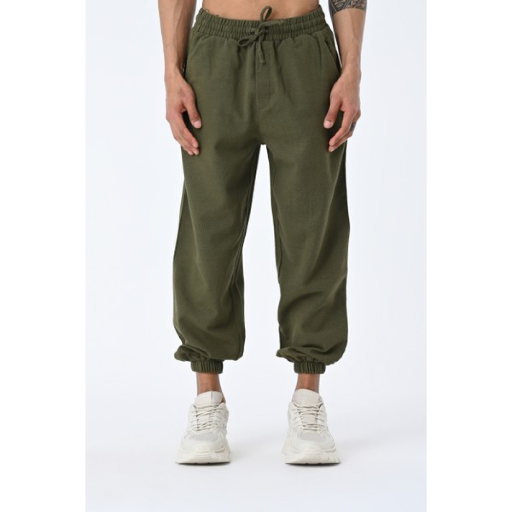 Amazing Crash Erkek Jogger Fit Lastikli Haki Keten Pantolon Erkek Pantolon Fiyatı