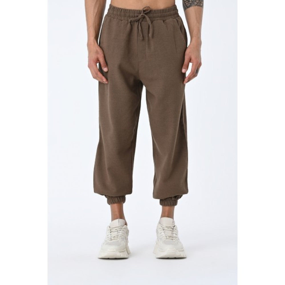 Amazing Crash Erkek Jogger Fit Lastikli Kahverengi Keten Pantolon Erkek Pantolon Fiyatı