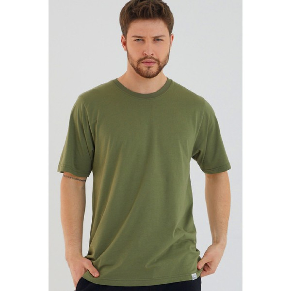 Amazing Crash Haki Basic Erkek Bisiklet Yaka Long Kalıp Kısa Kollu T-Shirt Erkek T-shirt Fiyatı