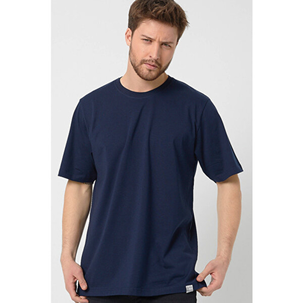 Amazing Crash Lacivert Basic Erkek Bisiklet Yaka Long Kalıp Kısa Kollu T-Shirt Erkek T-shirt Fiyatı