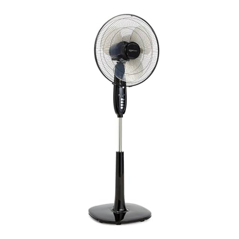 Amazon Basics 16-inch Pedestal Floor Fan Oscillating Remote, 3-Speed, Energy-Efficient, Black