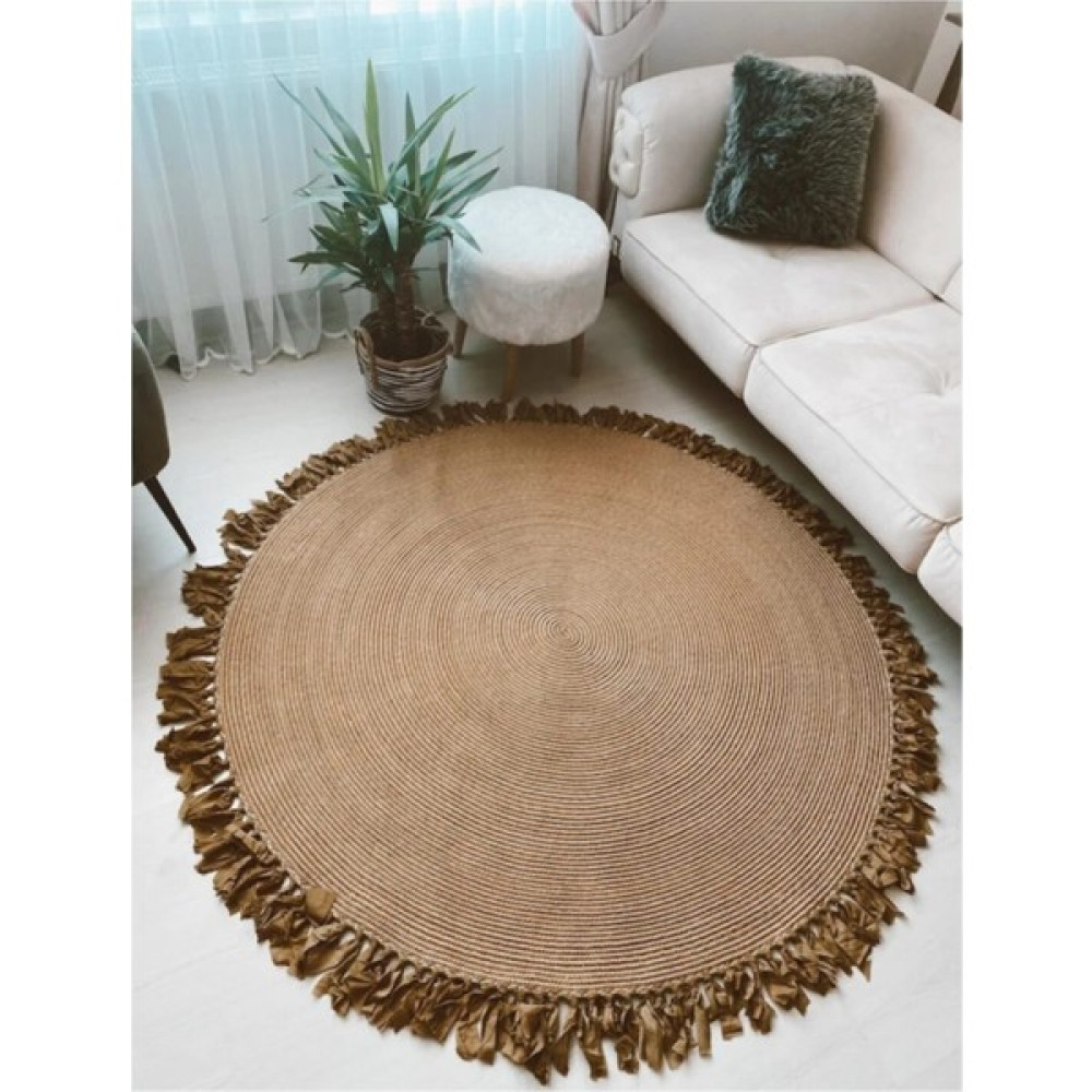Amazon Ev Dekoratif Jüt Hasırlı El Örgüsü Halı Kilim Ae 307 ( Tüm Ebatlar ) - 90 x 90 cm - Sütlü Kahve Kilim Fiyatı