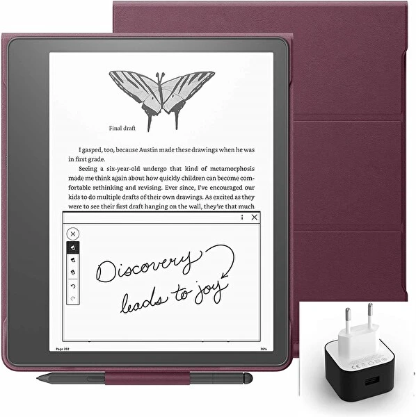 Amazon Kindle Scribe 10.2" 64 GB Gri E-Kitap Okuyucu - Premium Pen - Orijinal Bordo Deri Kılıf - Adaptör E-Kitap Okuyucu Fiyatı
