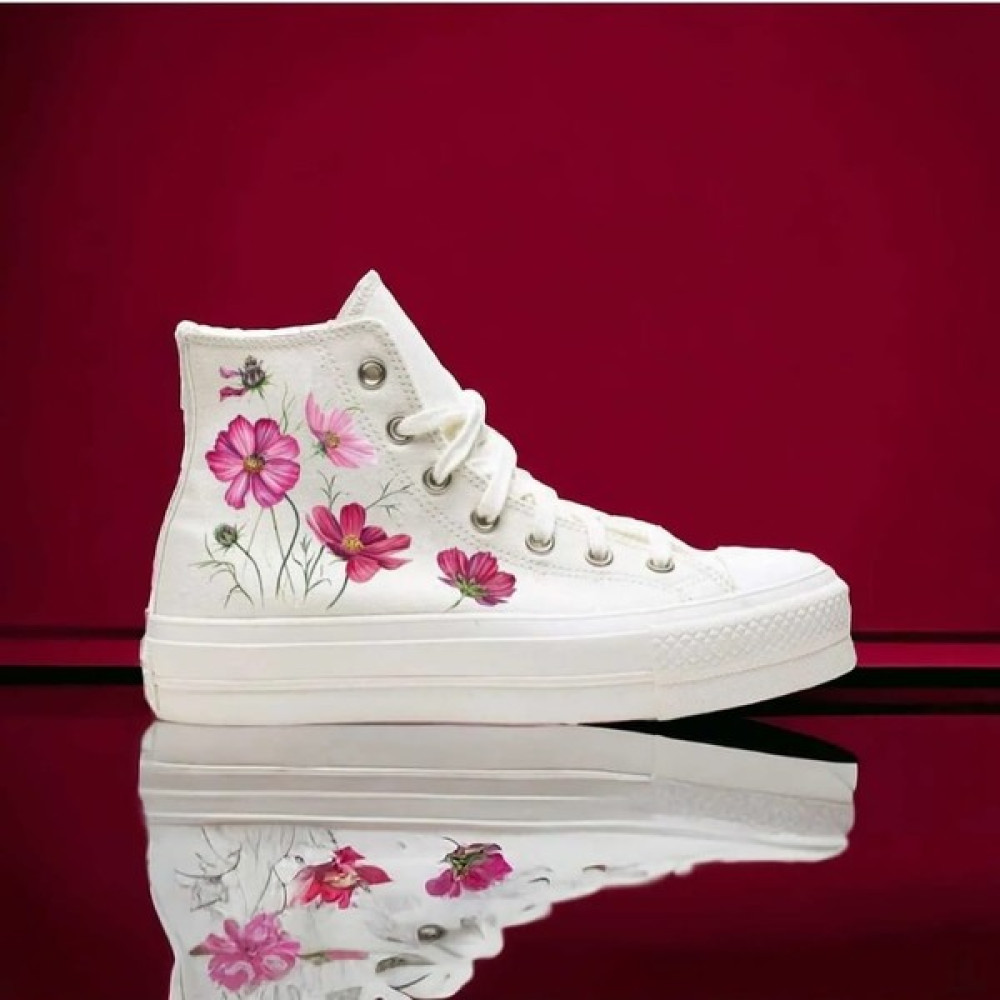 Amazoon Desing Keten Flower Çiçek Baskılı Sneaker Spor Ayakkabı Spor Ayakkabı Fiyatı