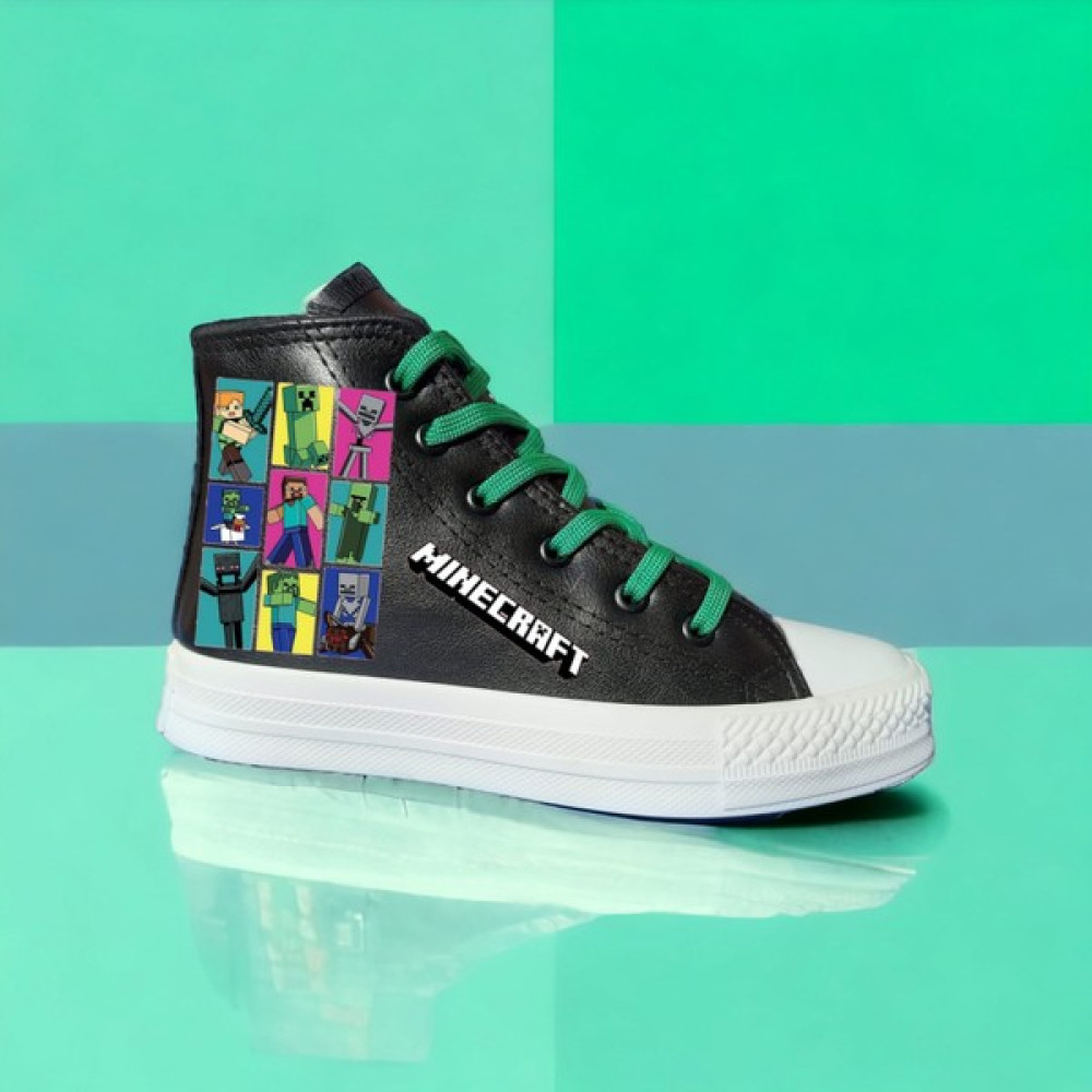 Amazoon Desing Minecraft Baskılı Sneaker Çocuk Spor Ayakkabı Deri ve Içi Yünlü Kız Çocuk Günlük Ayakkabısı Fiyatı
