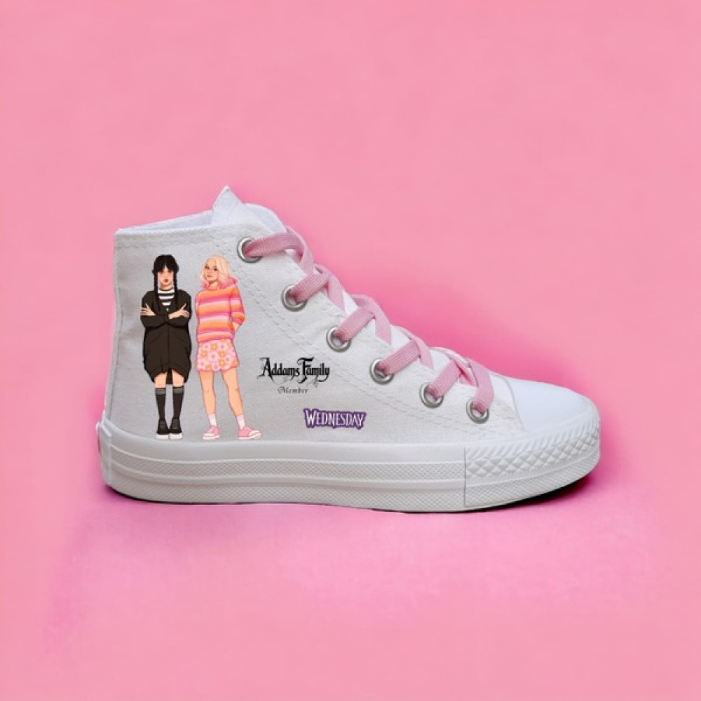 Amazoon Desing Wednesday Baskılı Beyaz Keten Bağcıklı Spor Ayakkabı Sneaker Erkek Çocuk Günlük Ayakkabısı Fiyatı