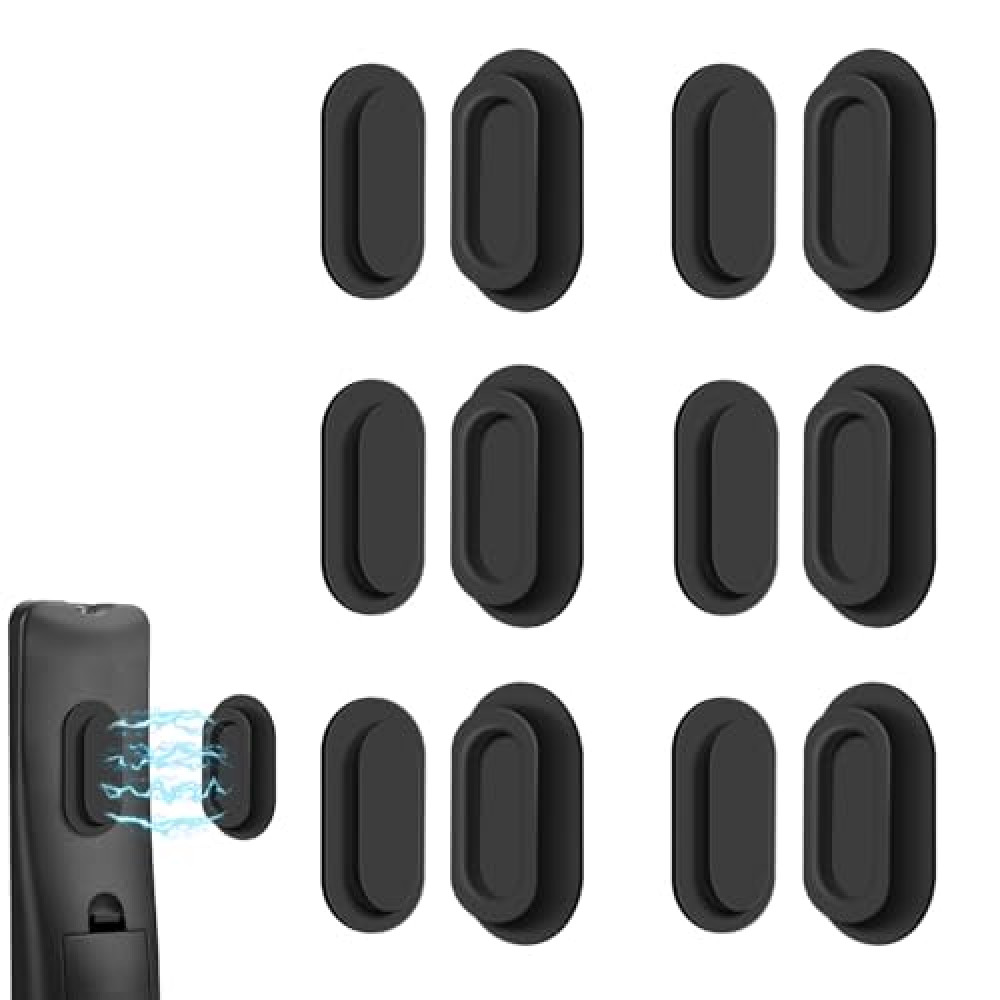 AMAZYC-US 6 Pack Magnetic Remote Control Holder, Upgraded Silicone Magnetic Remote Holde for TV, Fan & Air Conditioner, Self-Adhesive Remote Control Holder for Wall Storage (Black)