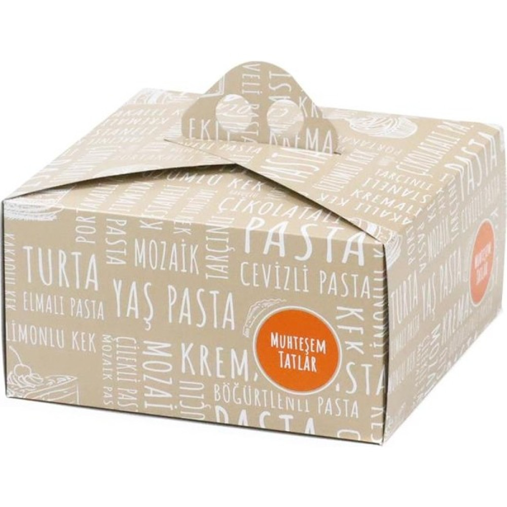 Ambalaj Pazarı Saplı Turta Kutusu (No:2) 25 x 25 x 13 cm - 50 Adet - Pasta kutusu Oto Boyaları Fiyatı