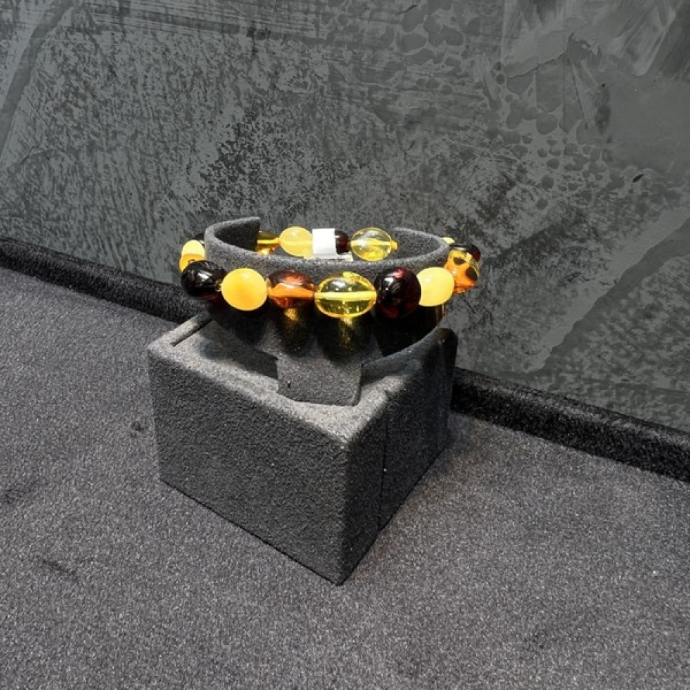 Amber By Mazukna Baltık Damla Kehribar Bileklik Yetişkin Serbest Kesim Çok Renkli Esnek Misina Bilekliklı Takı - 20 cm - Sarı Saat ve Bileklik Aksesuarı Fiyatı