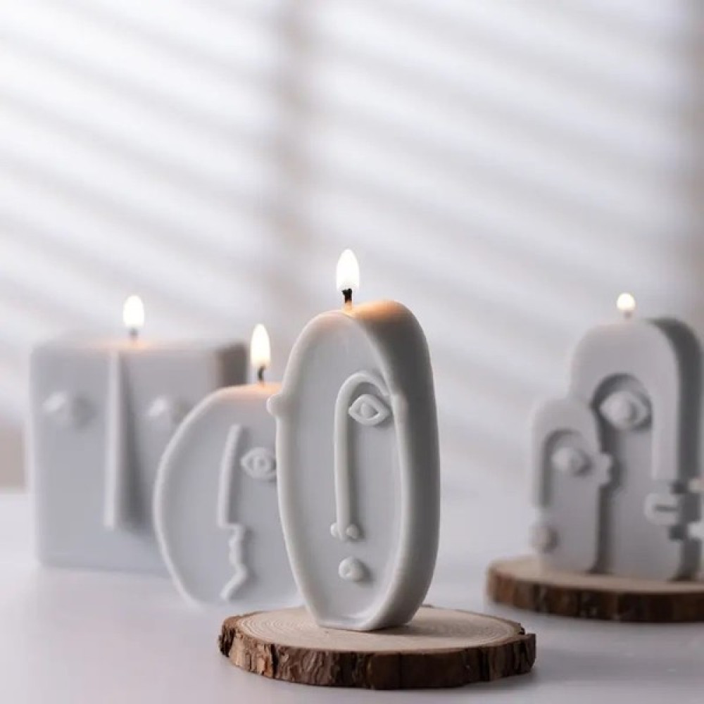 Amber Home Soyut Yüz Mum - Antrasit - 4 Adet Dekoratif Mum Fiyatı