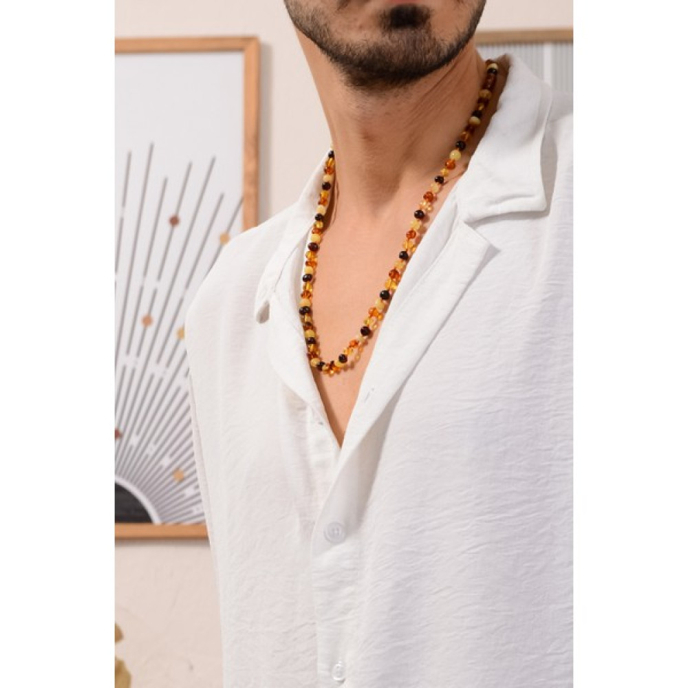 Amberistan Erkek Kehribar Kolye %100 Gerçek Sertifikalı Multicolor 4 Renk Baltık Kehribarı Kolyeler Fiyatı