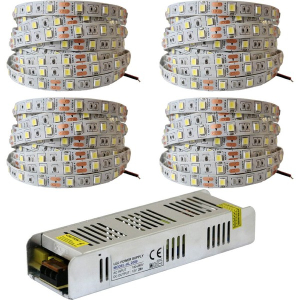 AmberLED 4040 Yeni Nesil Şerit LED 20 Metre Günışığı + 20 Amper 240W LED Trafo - Gün Işığı - 20 m Led Aydınlatmalar Fiyatı
